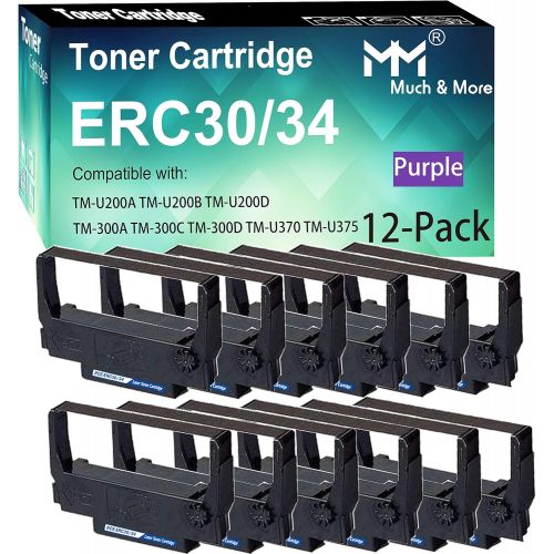  MM MUCH & MORE (12-Pack, Purple) Compatible ERC-30 ERC 30 34 38 Ribbon for use in Epson M119 M119B M119D M133A M270 M17-JB M52-JB TM-U325 TM-U370 TM-U375 TM-200 TM-260 Printer, by MuchMore