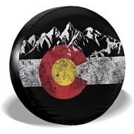 MMHOME Spare Tire Cover Vintage Mountain Colorado Flag Wheel Protectors Weatherproof Polyester Tire Case for All Cars Jeep CRV SUV Camper