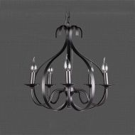MMJ Retro 6 Chandelier, Anti-Candle Bulb, E14 Interface, Black Wrought Iron Body for All Kinds of Leisure Places