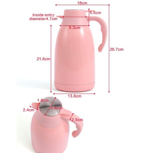  MMJ 2 Liter Pink Insulation Pot 304 Stainless Steel Liner Home Pressing Office Thermos