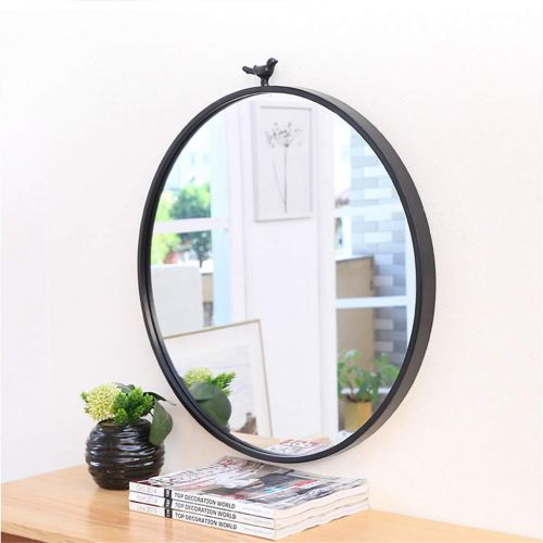  MMLI-Mirrors Wall Mirror with Bird Decorative Round Bathroom Creative Dressing Metal Frame for Living Room Bedroom (Diameter: 15.7 Inch,19.7 Inch,23.6 Inch,27.5 Inch)