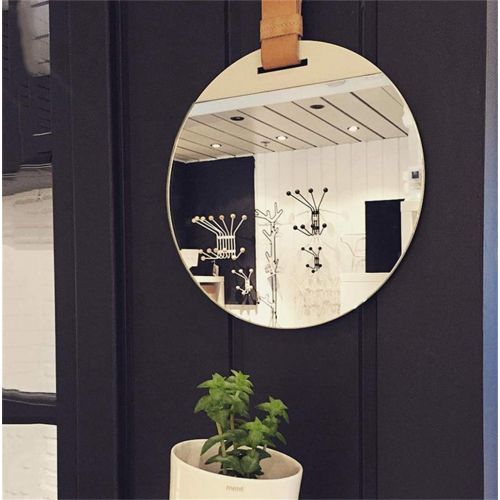  MMLI-Mirrors Round Wall Mirror - Bathroom Mirror Concise Leather Belt Mirror Mirror for Bathroom, Entry, Dining Room, Living Room (11.8 inch-23.6 inch)