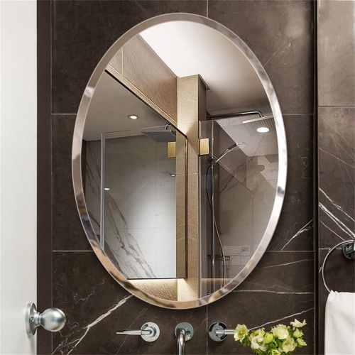  MMLI-Mirrors Bathroom Oval Wall Mirror Frameless Beveled | Vanity, Bedroom |Shaving Mirrors Large Dressing Hallway Living Room Entryways Decoration 23.6 inch -31.5 inch