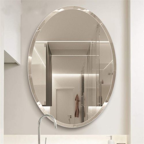  MMLI-Mirrors Bathroom Oval Wall Mirror Frameless Beveled | Vanity, Bedroom |Shaving Mirrors Large Dressing Hallway Living Room Entryways Decoration 23.6 inch -31.5 inch