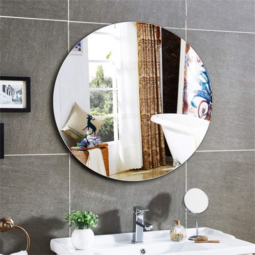  MMLI-Mirrors Round Frameless Beveled Mirror Wall Mirror Bathroom Makeup Decorative Dressing Vanity for Apartment Living Room Bedroom Entry Concise (19.7inch- 31.5inch)