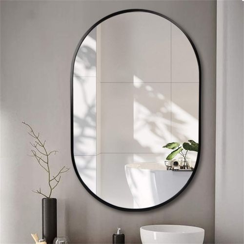  MMLI-Mirrors Bathroom Mirror Wall Mirror Black Metal Frame Makeup Vanity Decorative Large Dressing Living Room Bedroom Hallway for Horizontal or Vertical (32.6 inchx20.5 inch)