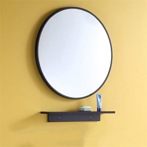  MMLI-Mirrors Round Bathroom Mirror Wall Mirror Black Metal Frame Wall-Mounted Makeup Large Vanity Shaving Living Room Bedroom Dressing Decorative (40cm - 80cm)