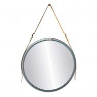 MMLI-Mirrors Round Bathroom Wall Mirror with Adjustable Hanging Leather Strap Makeup Living Room Decorative Shaving Bedroom Entryways Dressing Vanity (25 inch)
