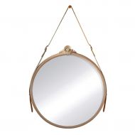 MMLI-Mirrors Round Bathroom Wall Mirror with Adjustable Hanging Leather Strap Makeup Decorative Shaving Bedroom Entryways Dressing Vanity Unique (25 inch)