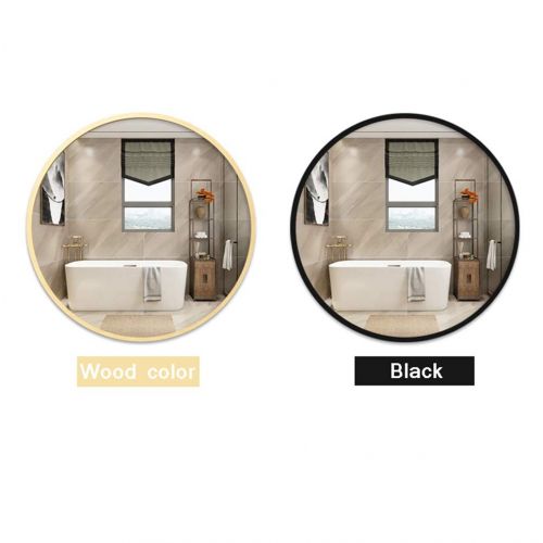  MMLI-Mirrors Round Wall Mirror Black Frame Bathroom Makeup Decorative Shaving Large Dressing Vanity Hallway Bedroom Concise Living Room Shaving (27.5 inch)