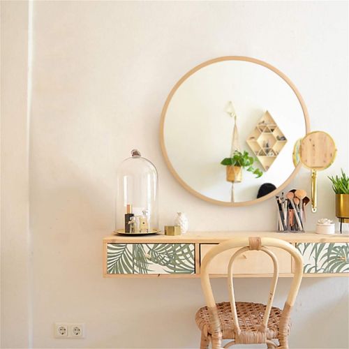  MMLI-Mirrors Round Bathroom Wall Mirror Living Room Bedroom Circle Wooden Frame Make-up Large Vanity Shaving Home Concise Entryways Modern Concise (11.8 inch - 31.5 inch)