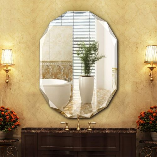  MMLI-Mirrors Bathroom Mirror Multi-Edge Frameless Crystal Diamond Beveled Wall Mounted Vanity Dressing Living Room Bedroom Hallway Unique Shaving (19.7inch x27.5inch,23.6inchx31.5i