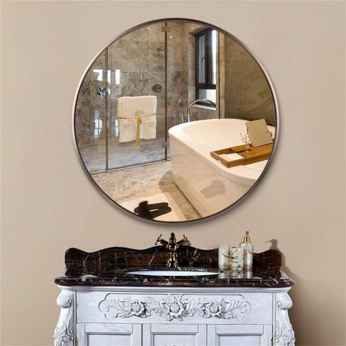  MMLI-Mirrors Round Makeup Mirrors Wall-Mounted Metal Frame Vanity Bathroom Shaving Dressing Bedroom Hallway Living Room Decorative Quality Glass (11.8inch-31.5 inch)