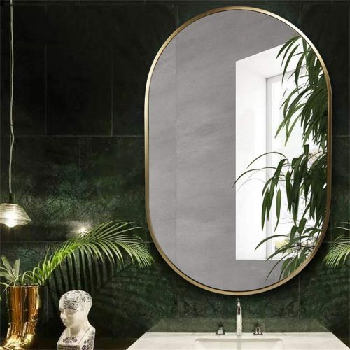  MMLI-Mirrors Dressing Mirror Wall Mirror Gold Metal Frame Vanity Makeup Bathroom Decorative Large Living Room Bedroom for Horizontal or Vertical (32.6 inchx20.5 inch)