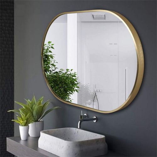  MMLI-Mirrors Dressing Mirror Wall Mirror Gold Metal Frame Vanity Makeup Bathroom Decorative Large Living Room Bedroom for Horizontal or Vertical (32.6 inchx20.5 inch)