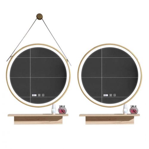  MMLI-Mirrors Round Hanging Wall Mirror with LED Lighted Bathroom Makeup Vanity Over Fogless Backlit Modern Touch Wall Mirror Living Room Bedroom