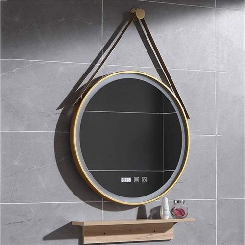  MMLI-Mirrors Round Hanging Wall Mirror with LED Lighted Bathroom Makeup Vanity Over Fogless Backlit Modern Touch Wall Mirror Living Room Bedroom