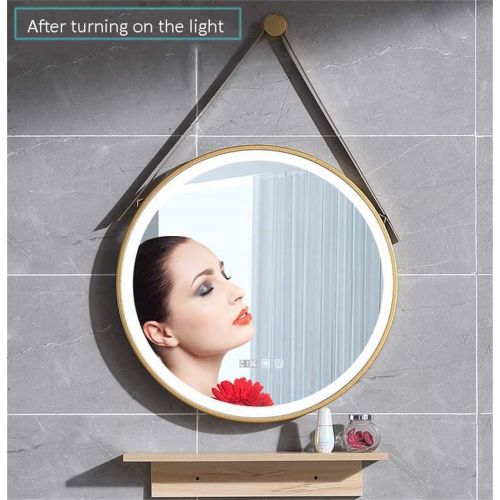  MMLI-Mirrors Round Hanging Wall Mirror with LED Lighted Bathroom Makeup Vanity Over Fogless Backlit Modern Touch Wall Mirror Living Room Bedroom