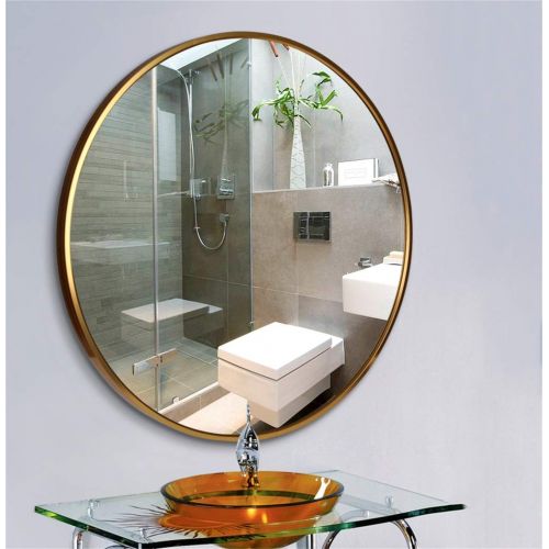  MMLI-Mirrors Round Wall-Mounted Decorative Mirrors Gold Frame Vanity Makeup Bathroom Shaving Dressing Bedroom Hallway Living Room Quality Glass (11.8inch-31.5 inch)