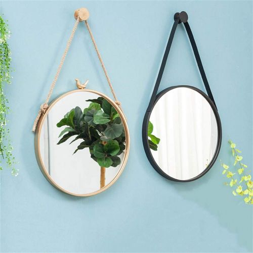  MMLI-Mirrors Bathroom Hanging Wall Mirror Small Bird Decorative with Hemp Rope Shaving Mirrors Large Round Gold Frame Makeup Vanity (11.8 Inch - 31.5 Inch)