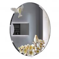 MMLI-Mirrors Oval Bathroom Mirror Wall Vanity Bevelled Creative Resin Decorative Dressing Makeup Large Living Room Bedroom Entryways (60cm x 45cm)