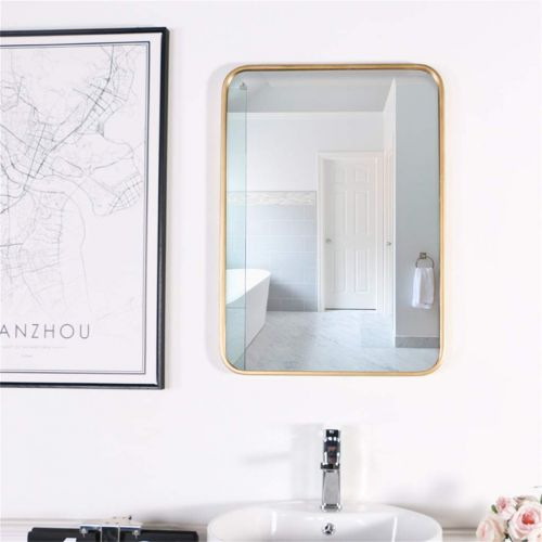  MMLI-Mirrors Large Rectangle Mirror Gold Metal Framed Wall Mirror Large Dressing Decorative Modern Makeup for Bathroom & Entryway Bedroom Shaving(40cmx70cm,50cmx80cm)