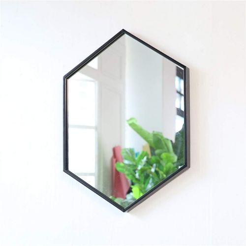  MMLI-Mirrors Wall Mirror Hexagon Vanity Metal Frame with Black Finish for Bathrooms, Entryways, Bedrooms, Shaving Large (19.7 inch x 27.5 inch)