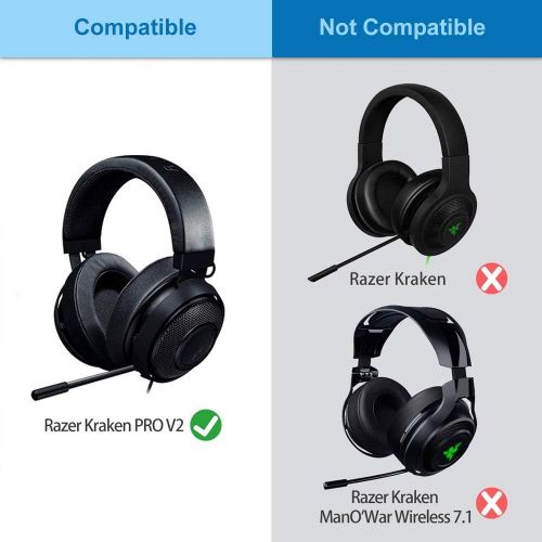  [아마존베스트]MMOBIEL Ear Pads Replacement Compatible with Razer Kraken V2 Gaming Headphones Head Set (Black)