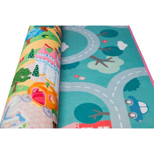  [아마존베스트]MMP Living Kids Double Sided Felt Play Mat - 2 in 1 Indoor/Outdoor, Machine Washable 59 L x 39 W… Save to Droplist Roll Over Image to Zoom in Kids Double Sided Felt Play Mat - (Princess/Town)