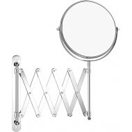 MMtong Double-Sided Magnifying Makeup Mirror, 7 Inch Diameter 1X/5X Wall Mounted Extension Adjustable Circle Rotating Function Vanity Makeup Mirror for Bedroom Bathroom Hotel, Chrome