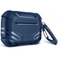 MOBOSI Vanguard Armor Series Military AirPods Pro Case, Full-Body Hard Shell Protective Cover Case Skin with Keychain for AirPod Pro 2019, Dark Blue [Front LED Visible]