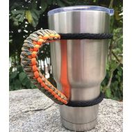 Handmade Paracord Handle for Yeti/Rtic/Ozark Trail Rambler 30 Oz Tumbler. Orange/Forest Green