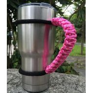 Handmade Paracord Handle for Yeti/Rtic/Ozark Trail Rambler 30 OZ Tumbler. pink/white