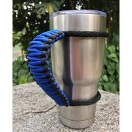 Handmade Paracord Handle for Yeti/Rtic/Ozark Trail Rambler 30 Oz Tumbler. Blue/black