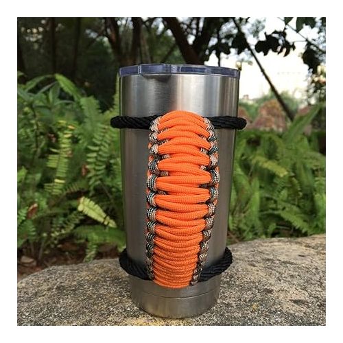  Handmade Paracord Handle for Yeti/Rtic/Ozark Trail Rambler 20 Oz Tumbler. Orange/Forest Green