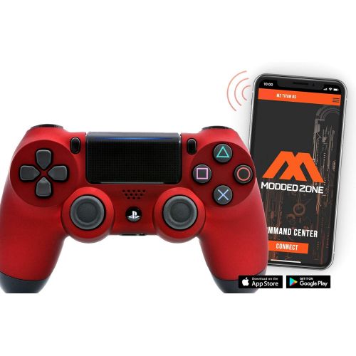  ModdedZone Soft Touch Shadow Red Ps4 Rapid Fire Custom Modded Controller 40 Mods for All Major Shooter Games Auto Aim, Quick Scope, Sniper Breath, Burst Fire & More