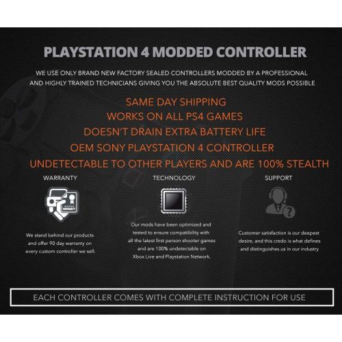  ModdedZone Blue Fire Ps4 PRO Rapid Fire Custom Modded Controller 40 Mods for FPS Games Fortnite & More