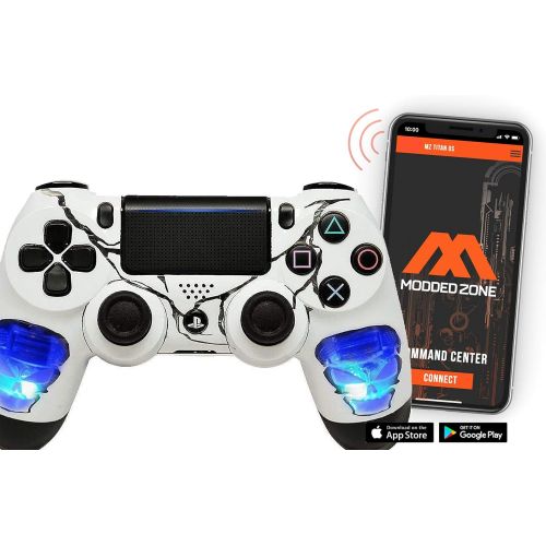  ModdedZone Blue Fire Ps4 PRO Rapid Fire Custom Modded Controller 40 Mods for FPS Games Fortnite & More