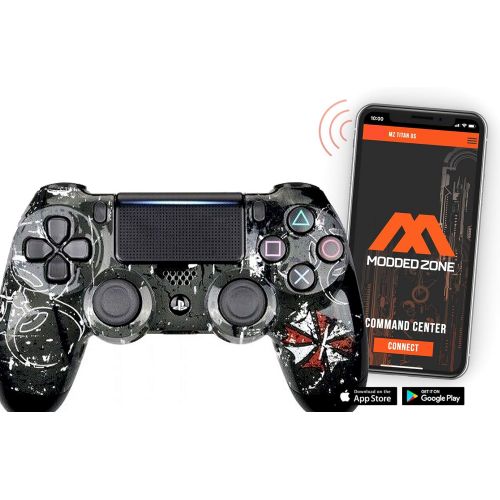  ModdedZone Blue Fire Ps4 PRO Rapid Fire Custom Modded Controller 40 Mods for FPS Games Fortnite & More