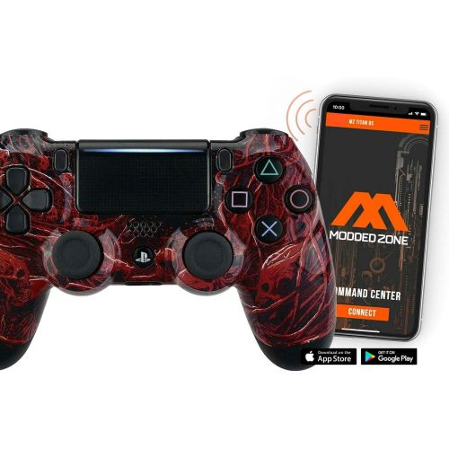  ModdedZone Blue Fire Ps4 PRO Rapid Fire Custom Modded Controller 40 Mods for FPS Games Fortnite & More