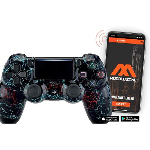  ModdedZone Blue Fire Ps4 PRO Rapid Fire Custom Modded Controller 40 Mods for FPS Games Fortnite & More