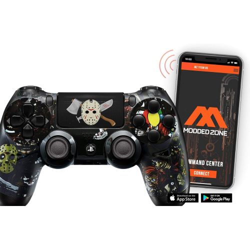 ModdedZone Blue Fire Ps4 PRO Rapid Fire Custom Modded Controller 40 Mods for FPS Games Fortnite & More