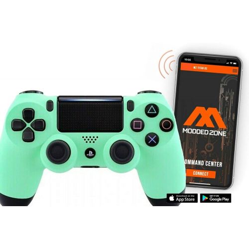  ModdedZone Soft Neon Custom PS4 PRO Rapid Fire Custom Modded Controller 40 Mods for All Major Shooter Games, Fortnite & More (CUH-ZCT2U)