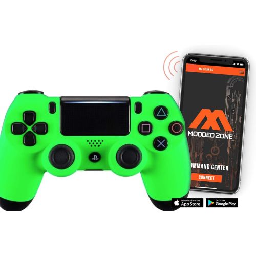  ModdedZone Soft Neon Custom PS4 PRO Rapid Fire Custom Modded Controller 40 Mods for All Major Shooter Games, Fortnite & More (CUH-ZCT2U)