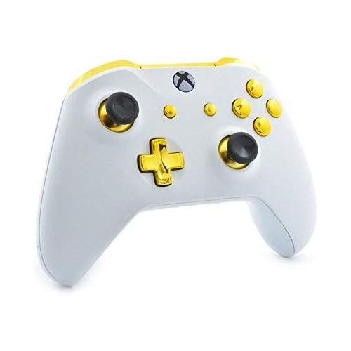  ModdedZone WhiteGold Xbox One SX Rapid Fire Custom Modded Controller 40 Mods for All Major Shooter Games WW2 (with 3.5 jack)