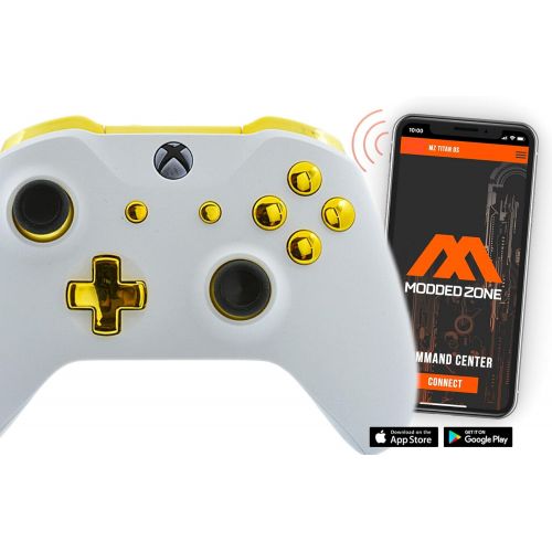  ModdedZone WhiteGold Xbox One SX Rapid Fire Custom Modded Controller 40 Mods for All Major Shooter Games WW2 (with 3.5 jack)