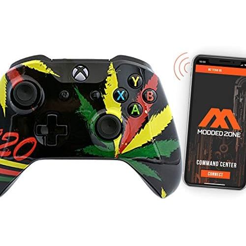  ModdedZone Glossy 420 Xbox One S Rapid Fire Custom Modded Controller 40 Mods for All Major Shooter Games, Auto Aim, Quick Scope, Auto Run, Sniper Breath, Jump Shot, Active Reload & More (with