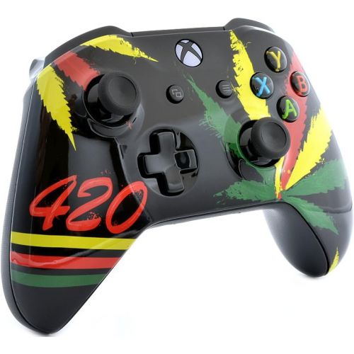  ModdedZone Glossy 420 Xbox One S Rapid Fire Custom Modded Controller 40 Mods for All Major Shooter Games, Auto Aim, Quick Scope, Auto Run, Sniper Breath, Jump Shot, Active Reload & More (with