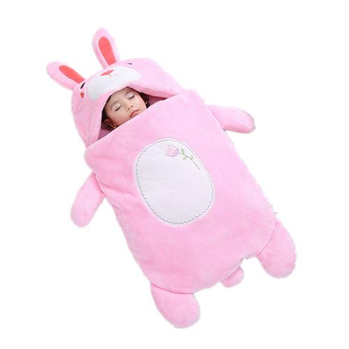  MODEOK Rabbit Envelope Baby Sleeping Bag Sleeveless Newborn Winter Warm Swaddle- Newborn Infant Baby Winter Keep Warm Sleeping Bag (pink/60-80cm)