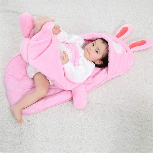  MODEOK Rabbit Envelope Baby Sleeping Bag Sleeveless Newborn Winter Warm Swaddle- Newborn Infant Baby Winter Keep Warm Sleeping Bag (pink/60-80cm)